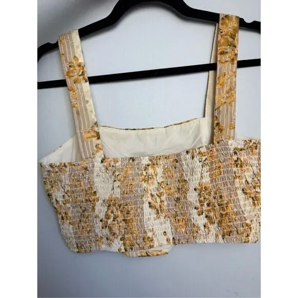 12th Tribe Versailles yellow floral cropped tank Medium - Picture 5 of 8